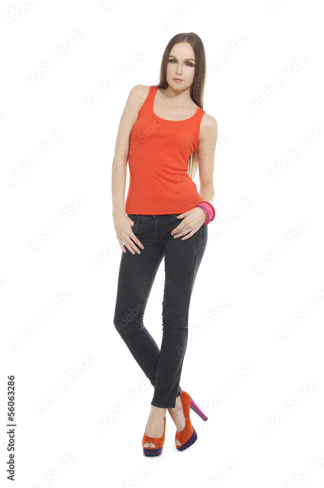 Full body portrait of a beautiful woman looking at the camera Full body portrait of a beautiful woman looking at the camera