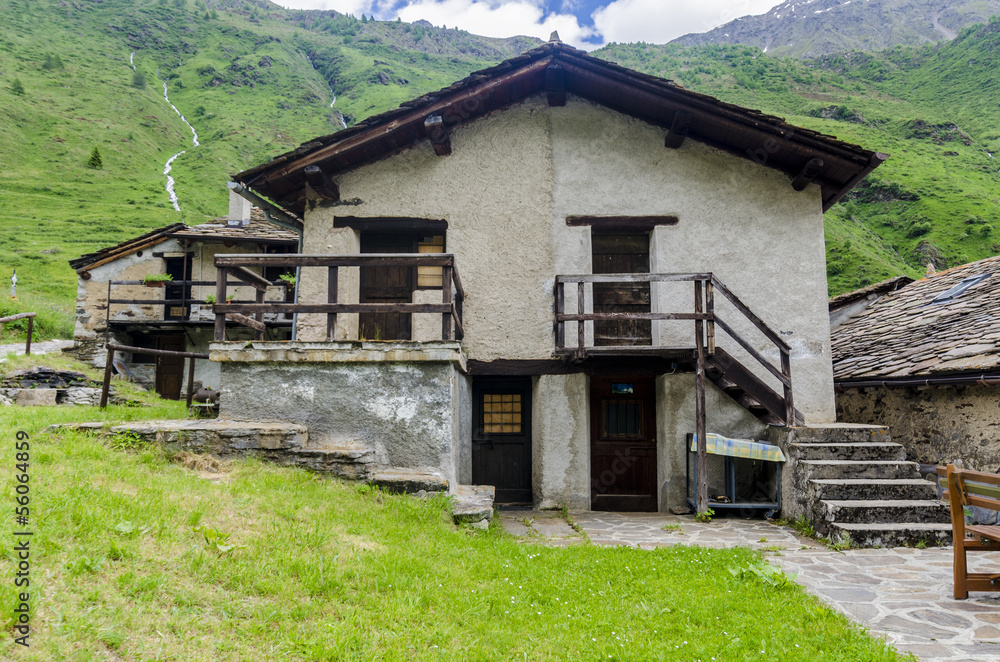 Stone houses. Traditional alpine village in the mountains Stone houses. Traditional alpine village in the mountains
