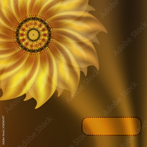 Gold flower on silk background