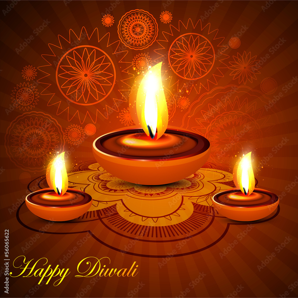 Beautiful happy diwali rangoli colorful presentation hindu diya ...