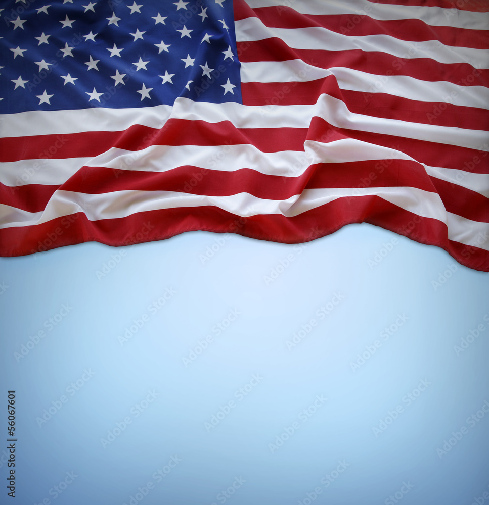 American flag on blue background. Copy space American flag on blue background. Copy space