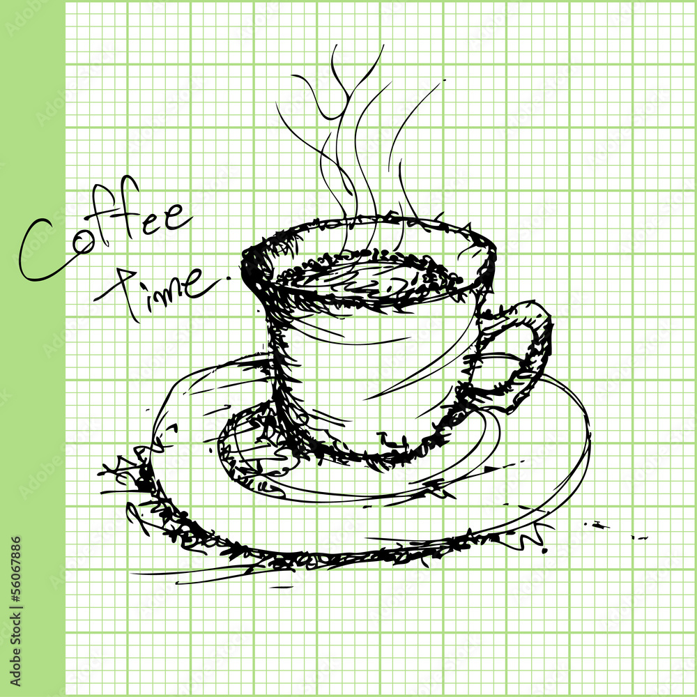 Draw sketches of coffee on graph paper ector Draw sketches of coffee on graph paper ector