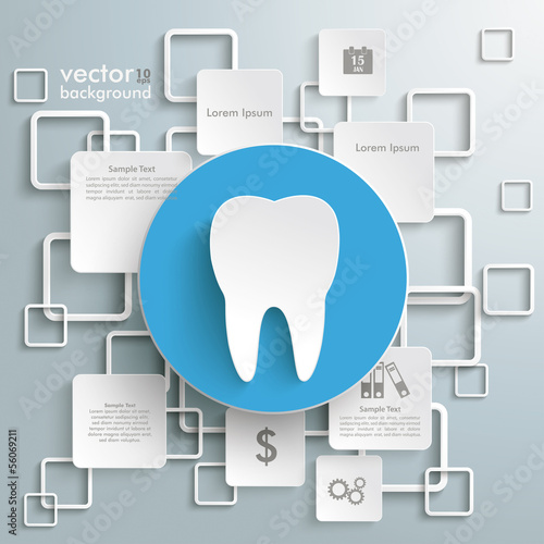 Blue Circle Tooth White Rectangles Infographic