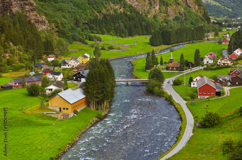 Fototapeta Village in Flam - Norway