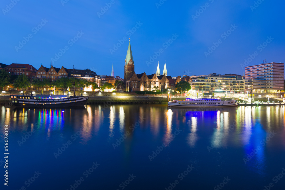 Cityscape of night Bremen