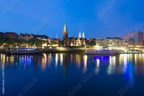 Cityscape of night Bremen