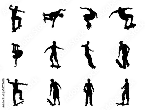 Skating skateboarder silhouettes