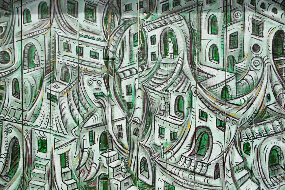 Obraz premium Close up of an illustration on the wall of a building in Califor