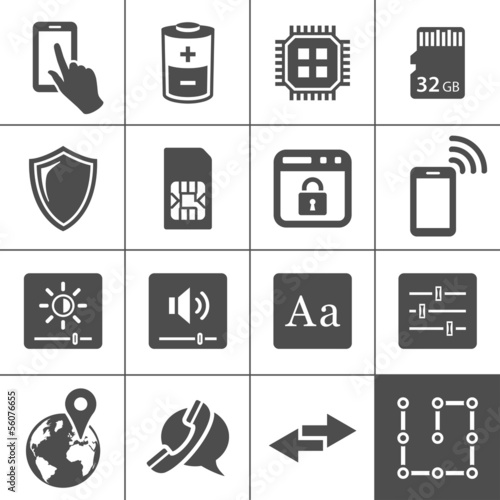 Mobile device settings icons
