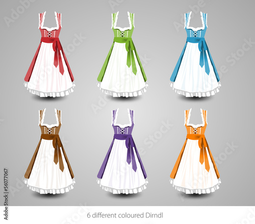 6 different coloured Dirndl