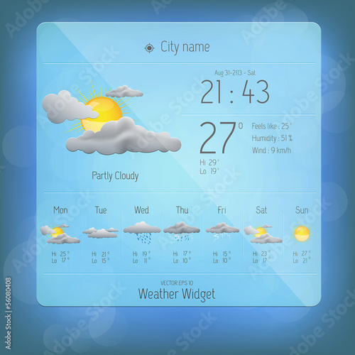 Weather widget template. Vector