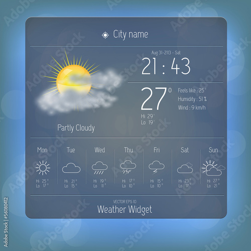 Weather widget template. Vector