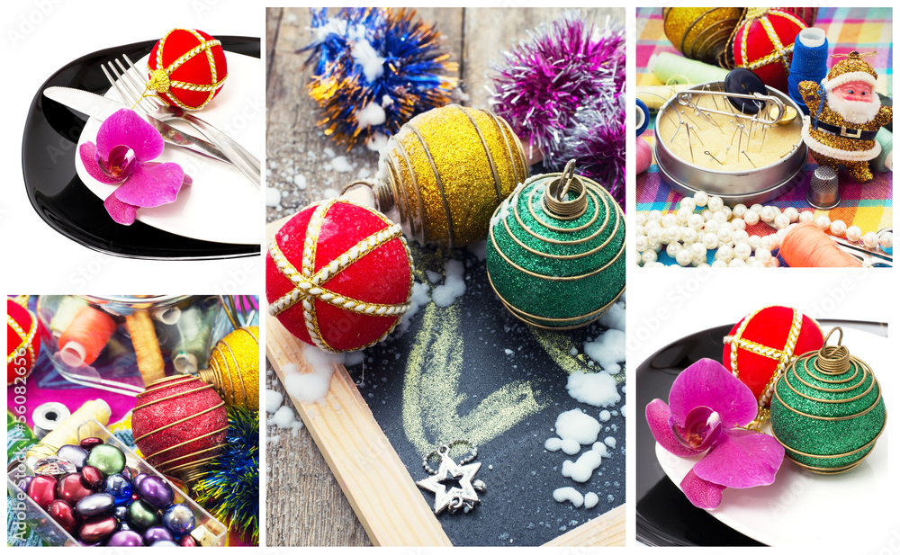 new year collage Christmas decorations