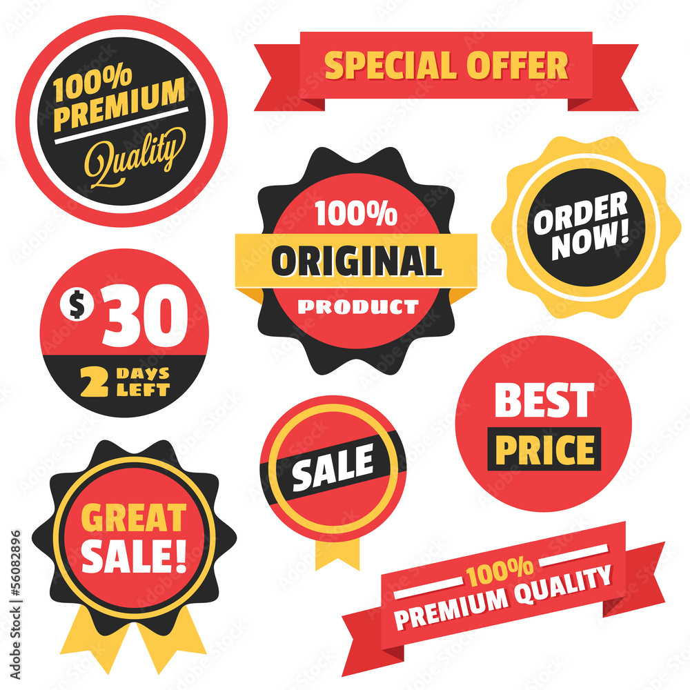 Set of Vector Badges Stickers and Ribbons Set of Vector Badges Stickers and Ribbons