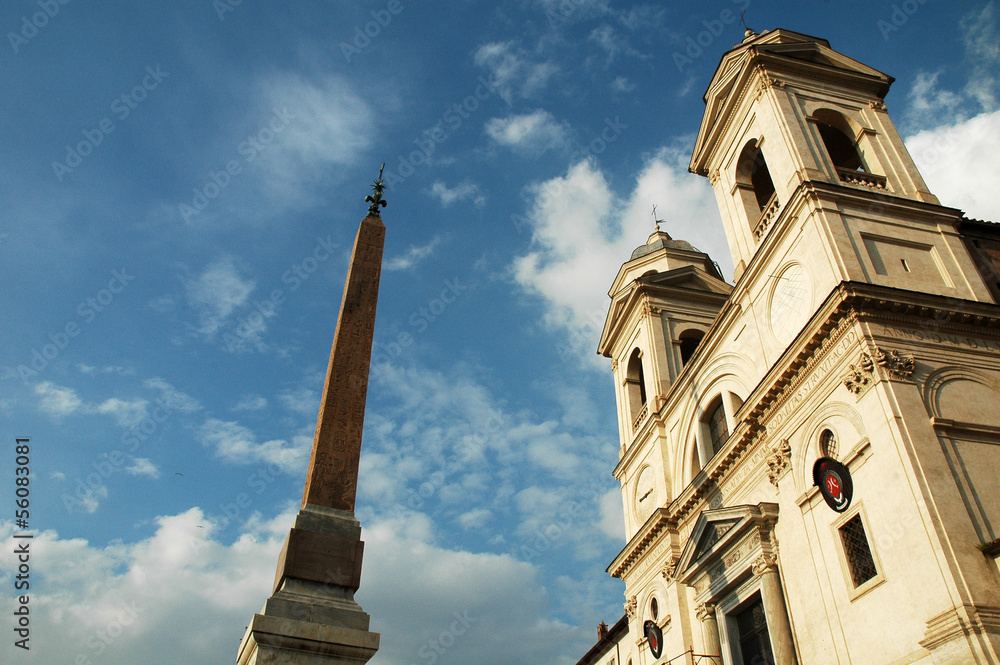 Trinità dei Monti in primavera, Piazza Spagna, Roma, Italia