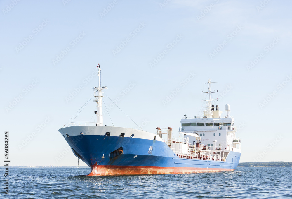 Chemical or gas tanker in sea