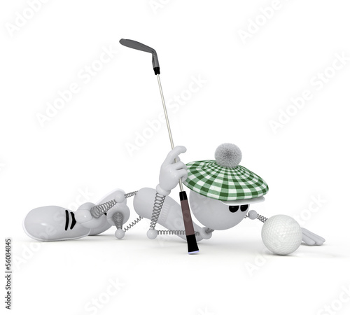 3d little man golfist. photo