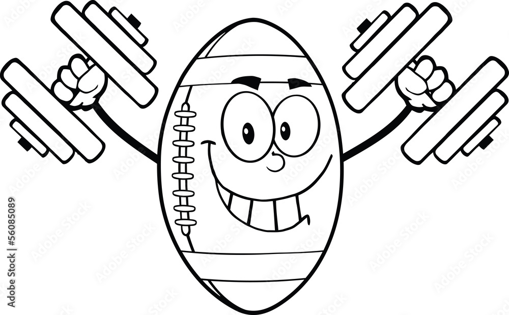 Black And White American Football Ball Training With Dumbbells Black And White American Football Ball Training With Dumbbells