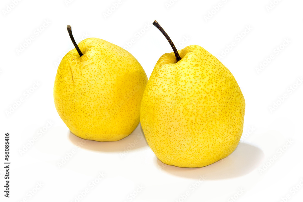 Chinese fragrant pears on white background