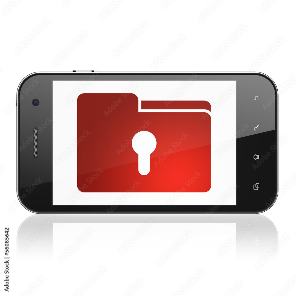 Business concept: Folder With Keyhole on smartphone Business concept: Folder With Keyhole on smartphone