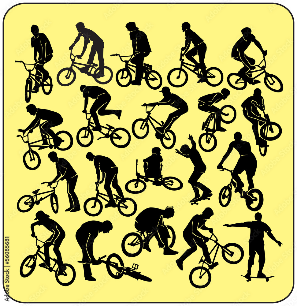 Obraz premium bmx bikers silhouettes
