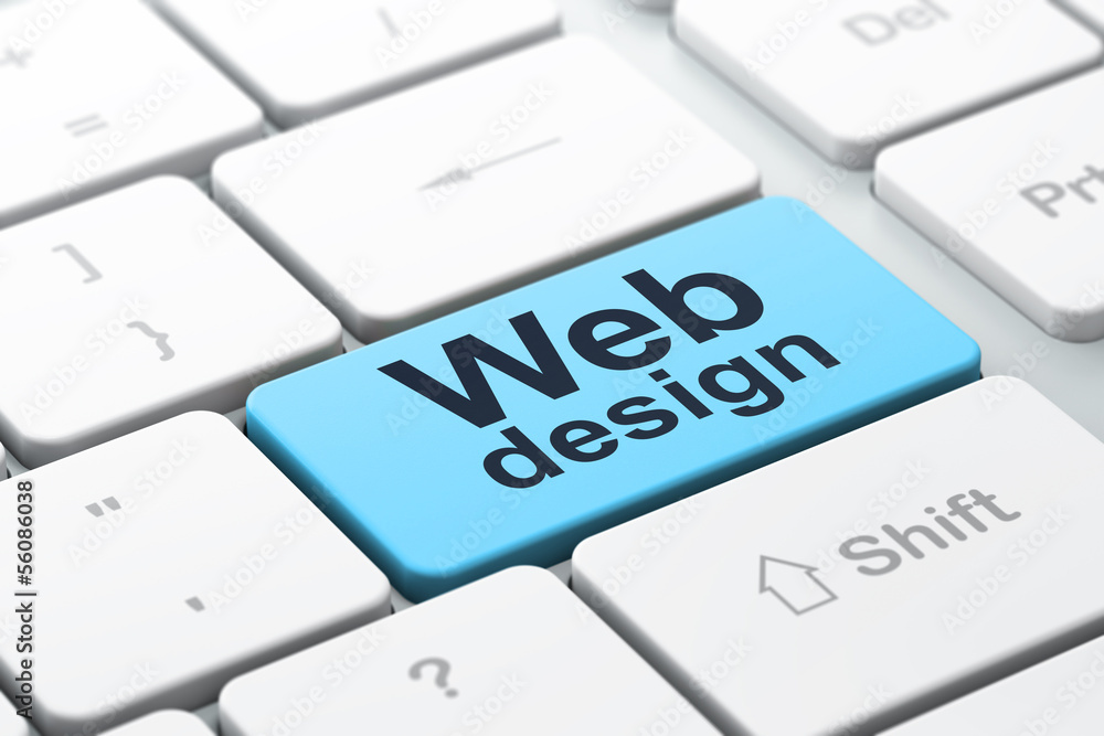 SEO web development concept: Web Design on computer keyboard bac SEO web development concept: Web Design on computer keyboard bac