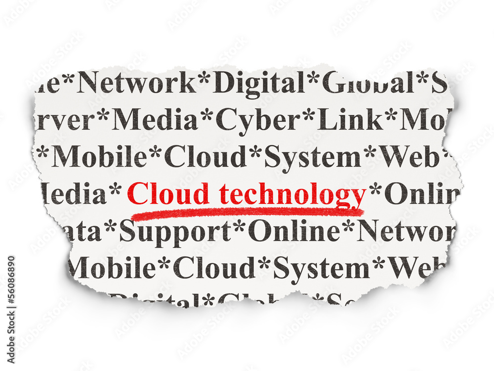 Cloud technology concept: Cloud Technology on Paper background