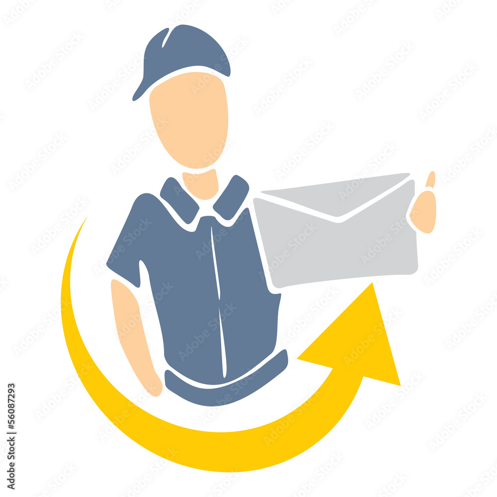Illustration of delivery man handing package Illustration of delivery man handing package