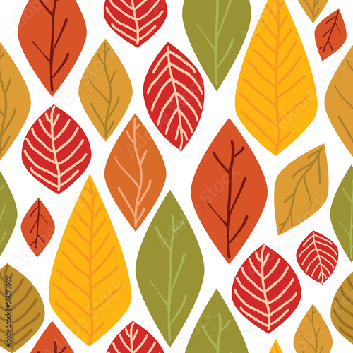 Colorful seamless pattern with autumn leaf.