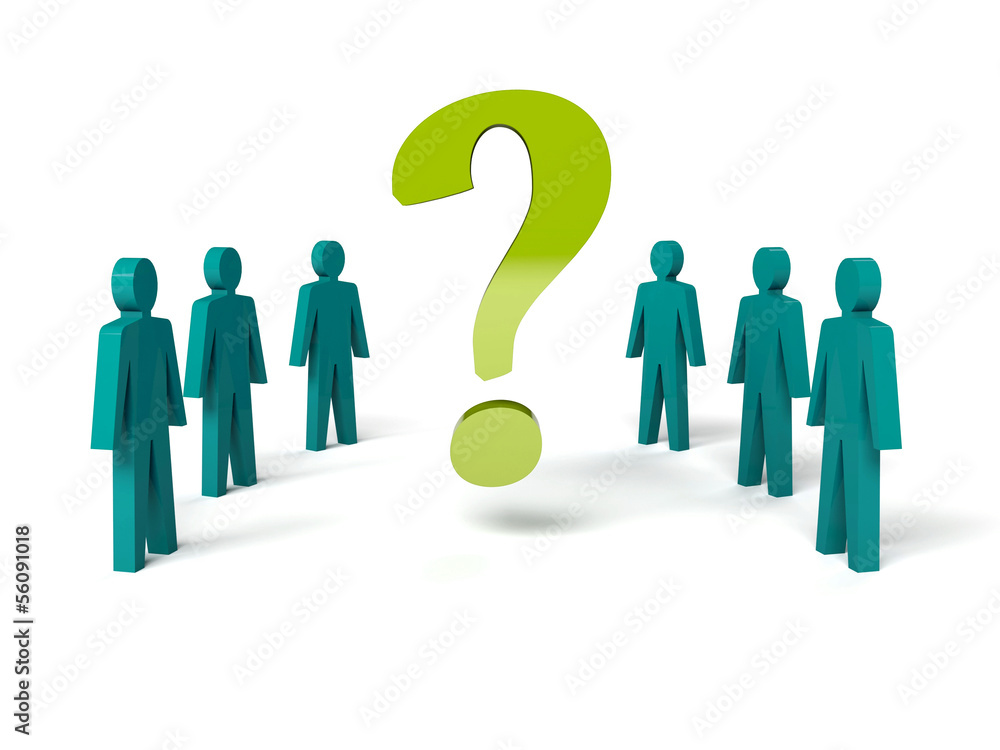 Group of man with a question mark. Concept 3D illustration. Group of man with a question mark. Concept 3D illustration.