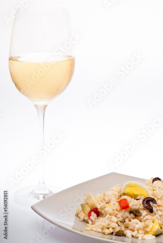 rice salad and wine