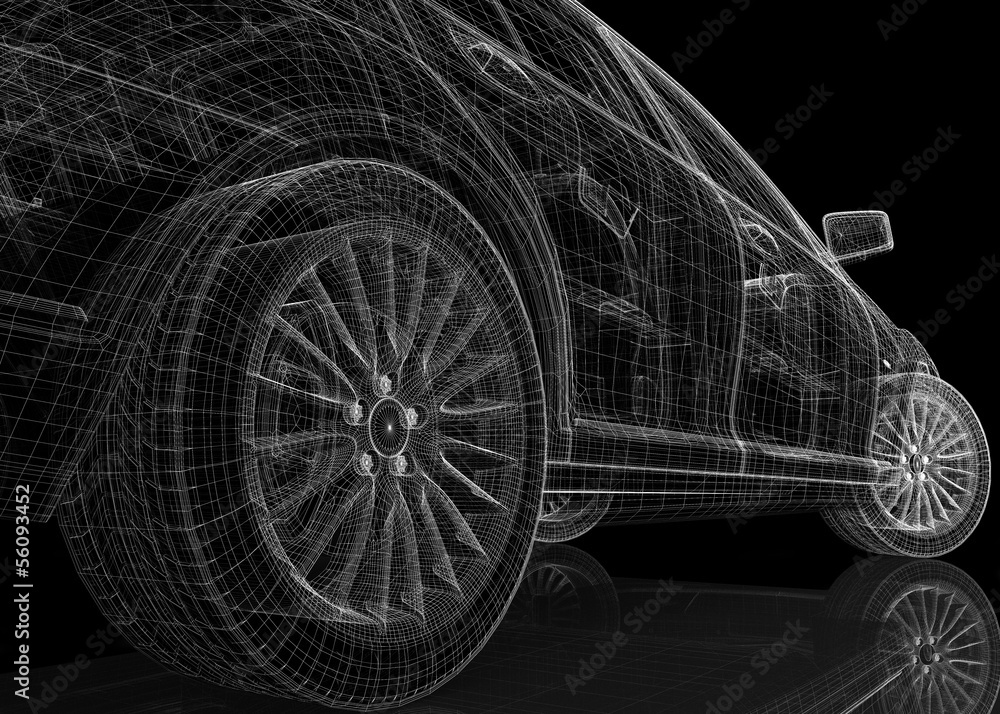 Naklejka premium Car 3D model body structure