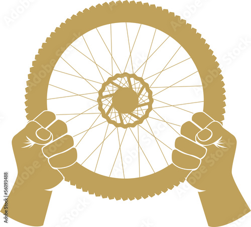 Vector illustration of a bike wheel used as car steering wheel