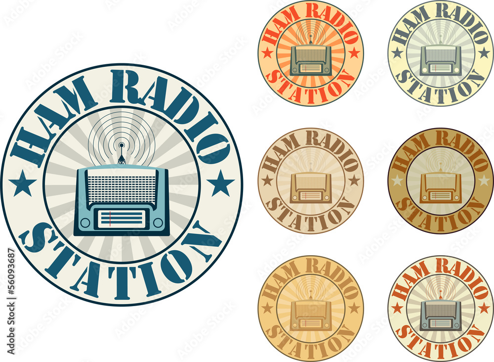 Vintage style ham radio station badges Stock Vector Adobe Stock