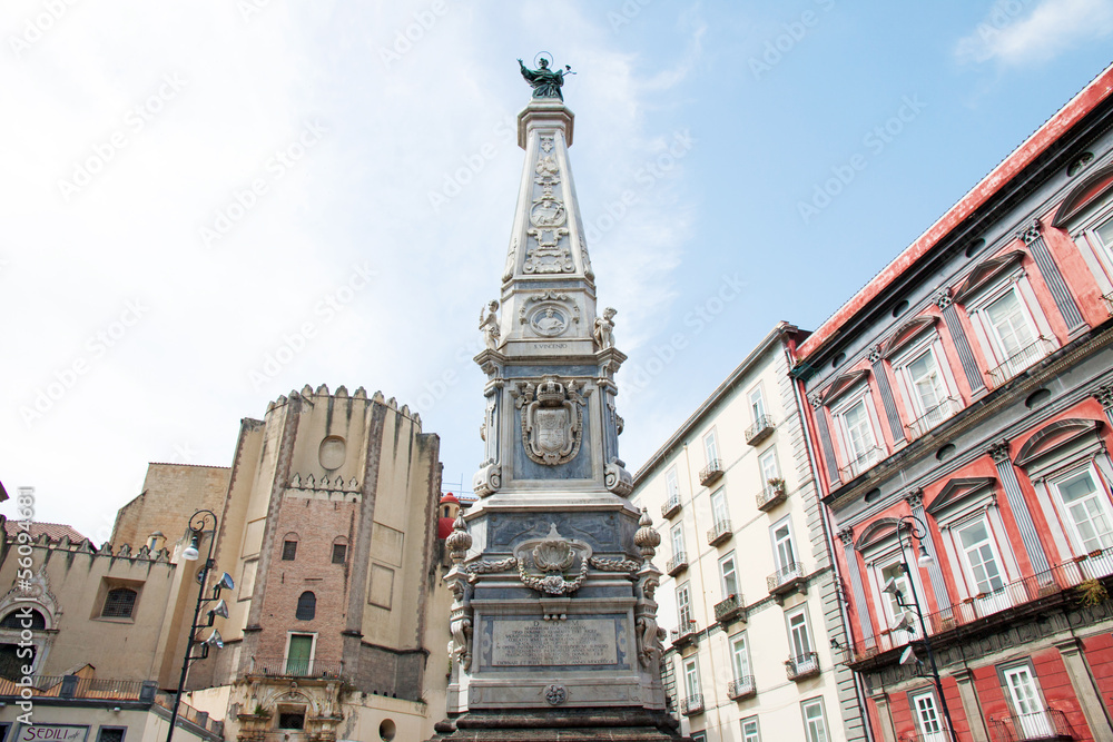 The Immacolata obelisk in Naples, Italy