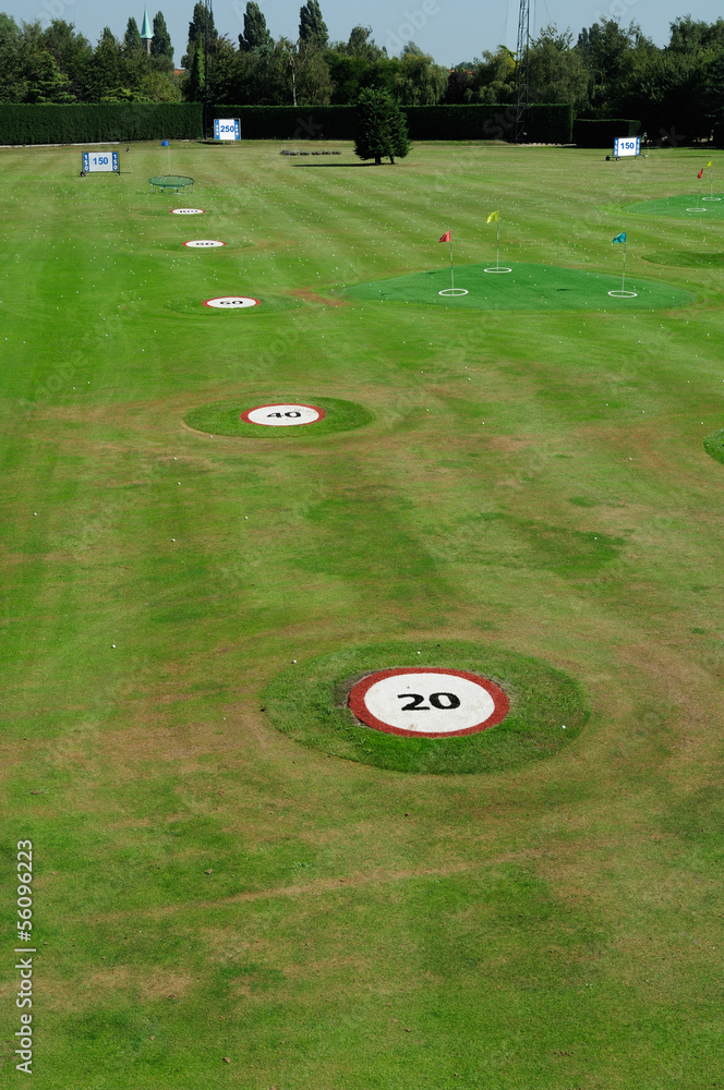 Golf driving range with yardage markers Stock Photo Adobe Stock