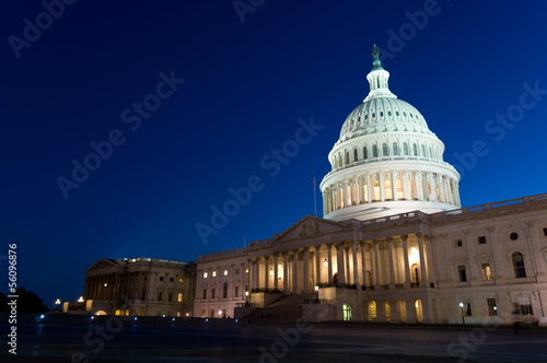 Night view on US Capitol in Washington DC, USA