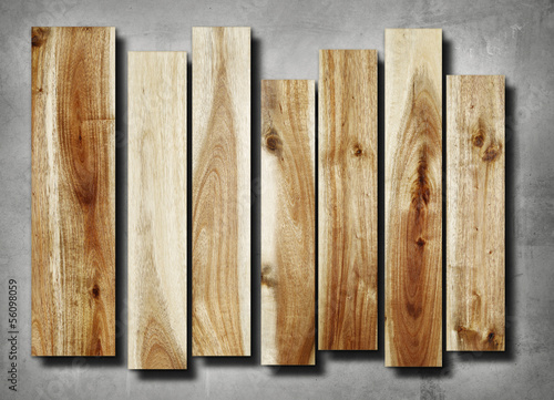 Wooden boards on grey background