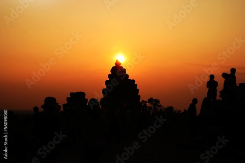 the sunset in Phnom Bakheng ,cambodia