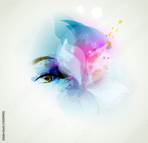 Beautiful fashion woman eye with design elements