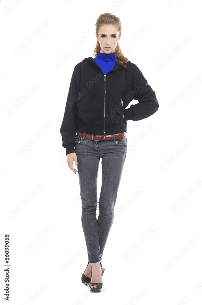 Full body portrait of a beautiful woman posing