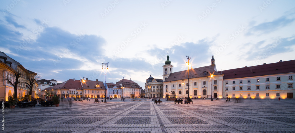Great Square in Sibiu at dusk