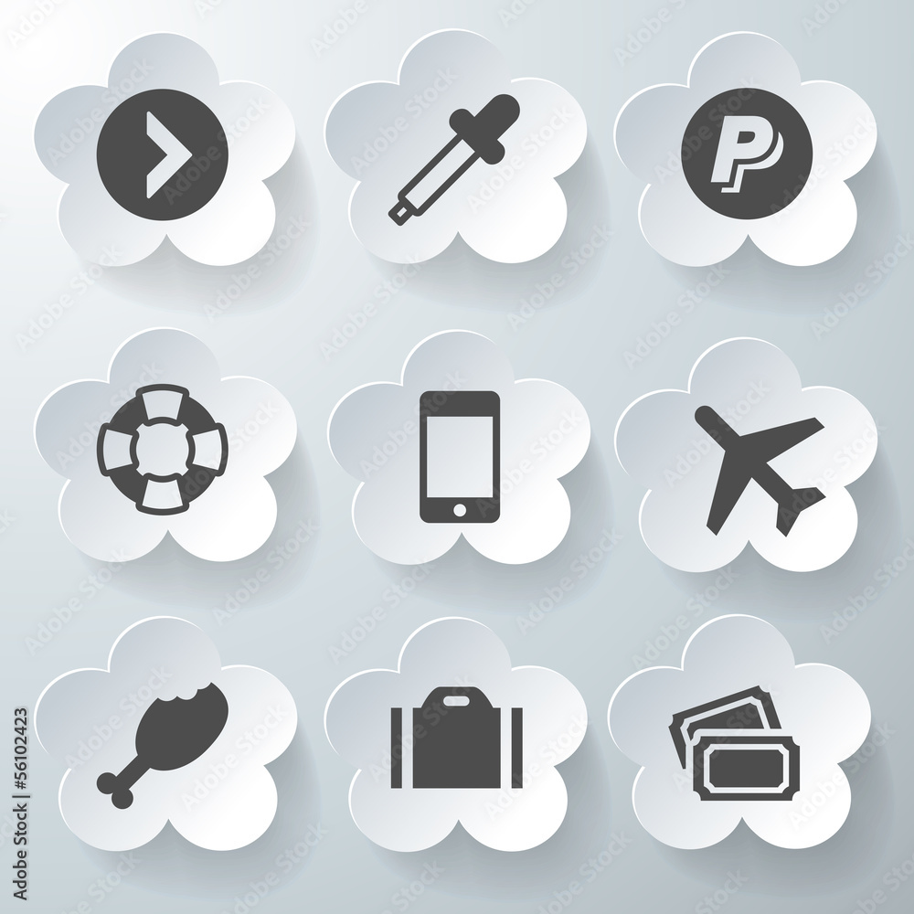 White 3d icons 3d icons set icon collection vector illustration White 3d icons 3d icons set icon collection vector illustration