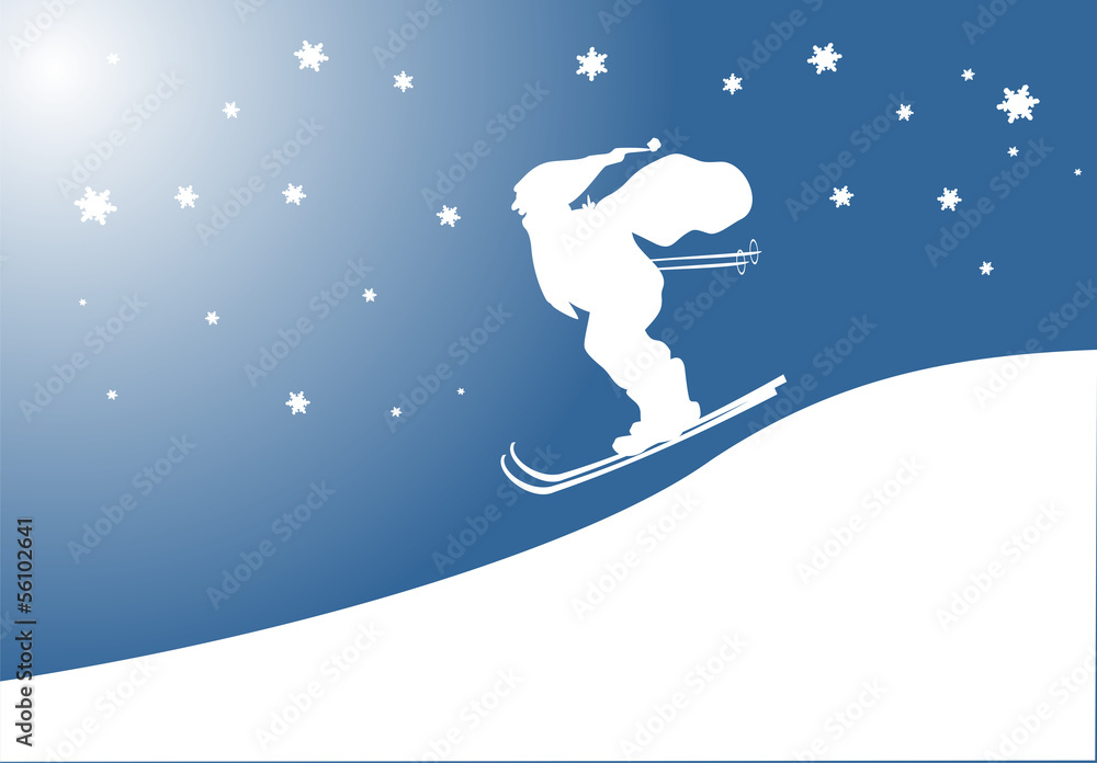 Karte mit Nikolaus auf Skier