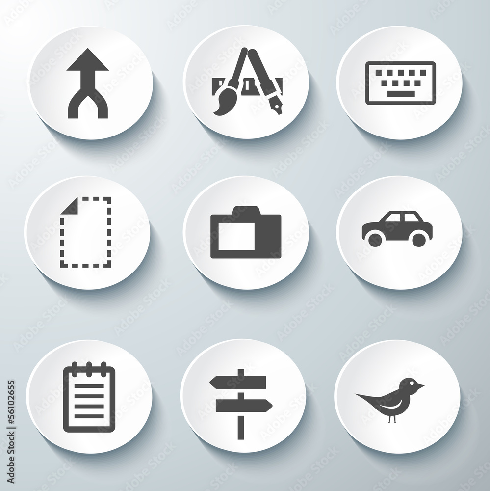 White 3d icons 3d icons set icon collection vector illustration White 3d icons 3d icons set icon collection vector illustration