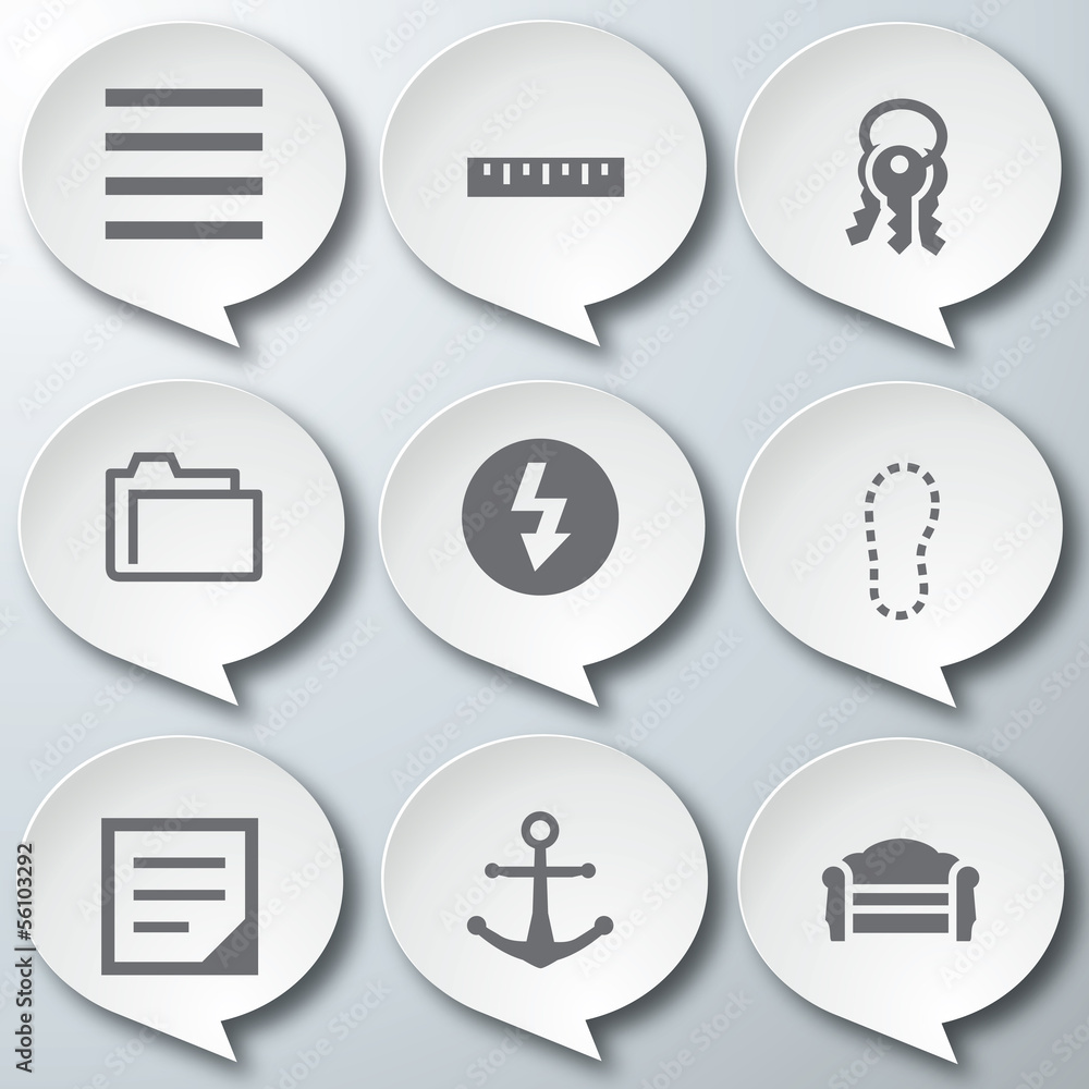 White 3d icons 3d icons set icon collection vector illustration White 3d icons 3d icons set icon collection vector illustration
