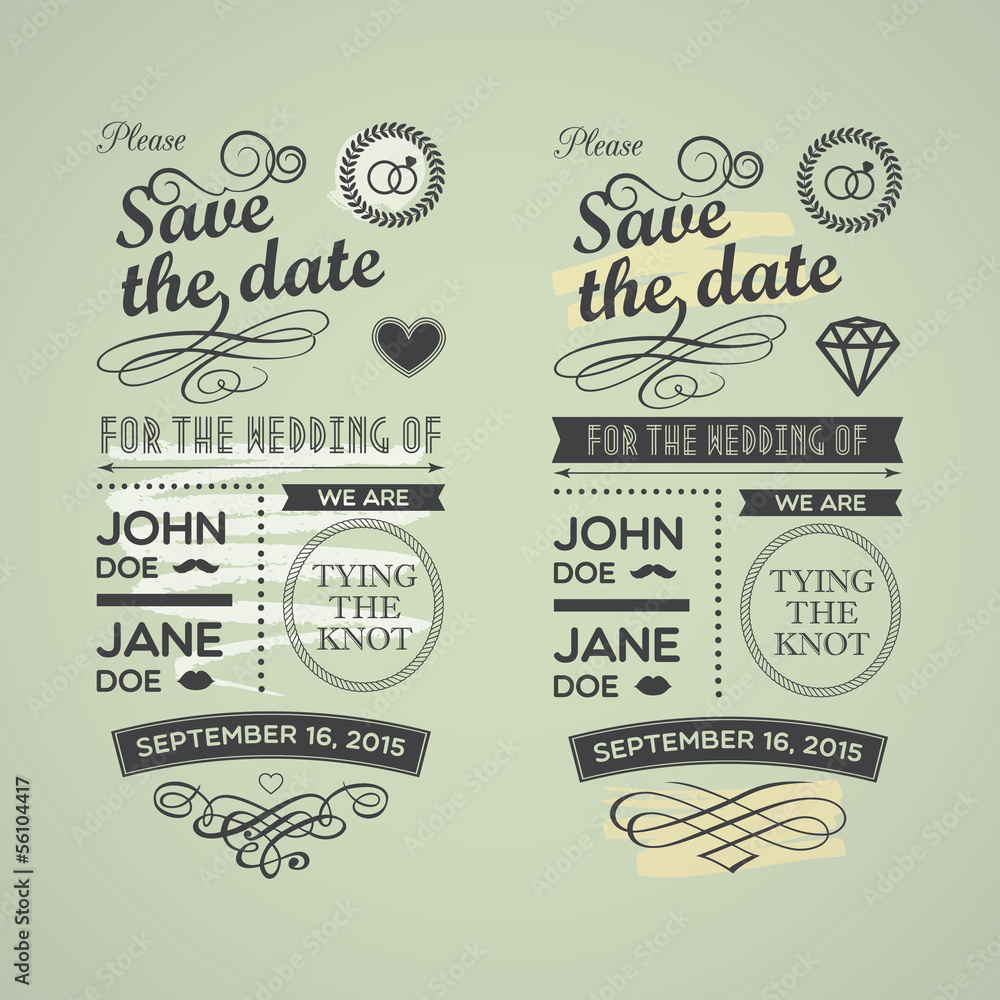 Wedding stamps green yellow