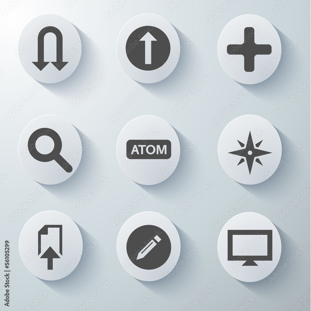 White 3d icons 3d icons set icon collection vector illustration