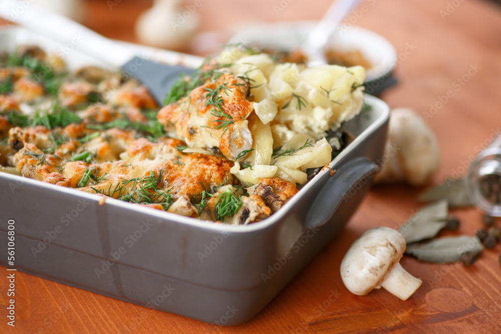 Baked potato with mushrooms and cheese Baked potato with mushrooms and cheese