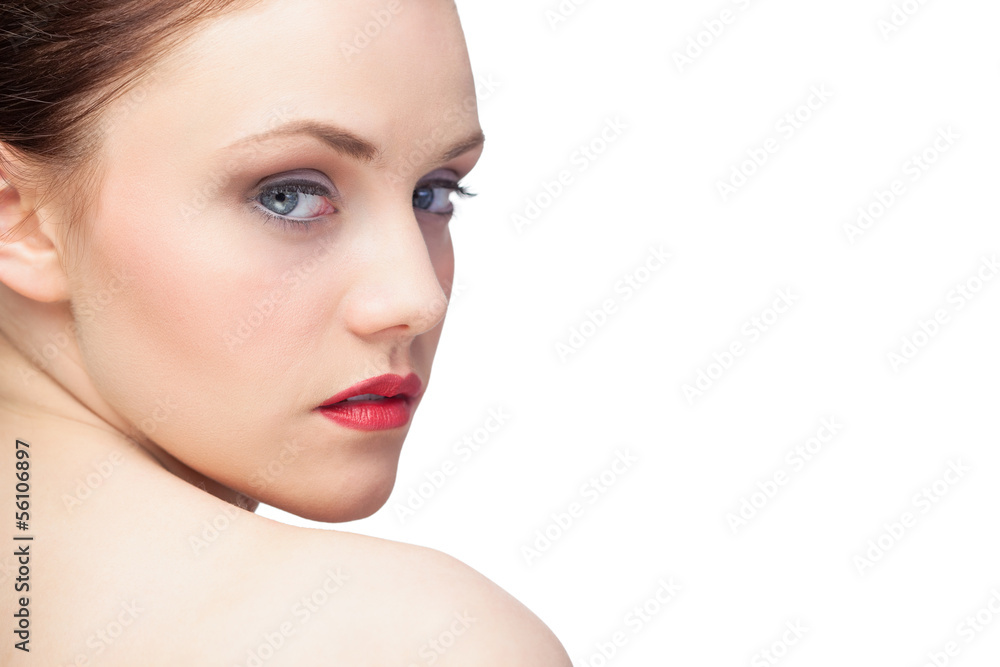 Gorgeous young model looking over shoulder Gorgeous young model looking over shoulder